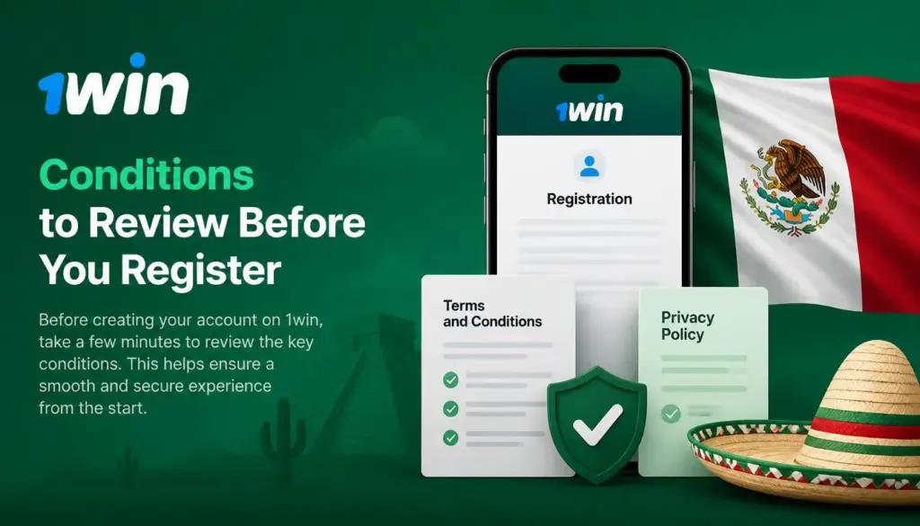 Ilustración de registro en 1win para México: conditions
