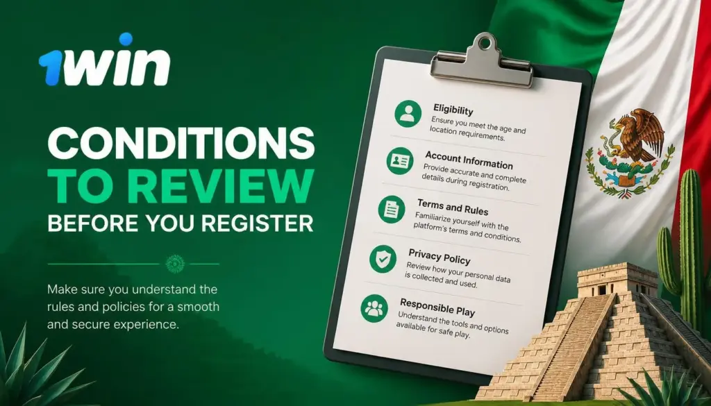 Ilustración de registro en 1win para México: conditions