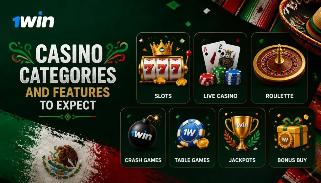 Ilustración de casino 1win para México: features