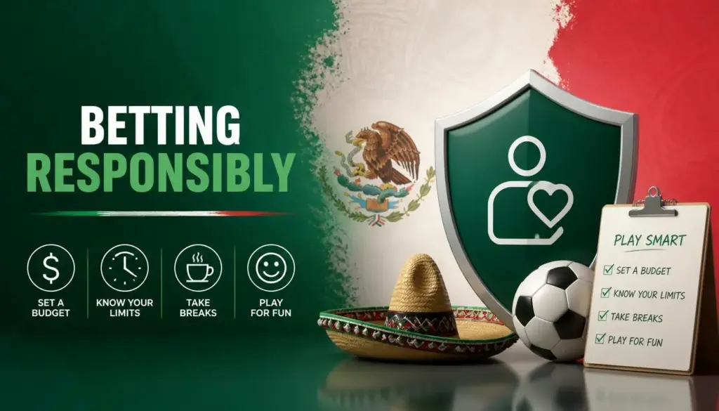 Ilustración de guía para apostar en línea para México: responsible gambling
