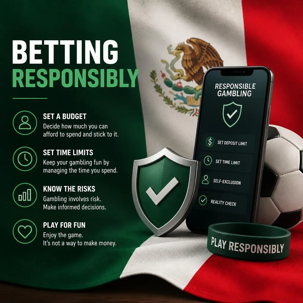 Ilustración de guía para apostar en línea para México: responsible gambling